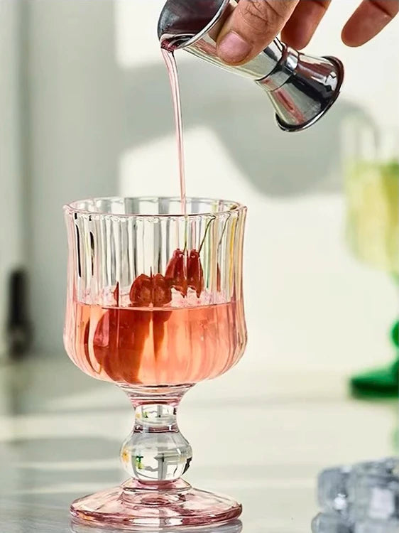 Callure High Footed Glass Cup Vintage Nordic Style Wine Glasses Champagne Juice Glasses Handmade Cocktail Cups for Dining