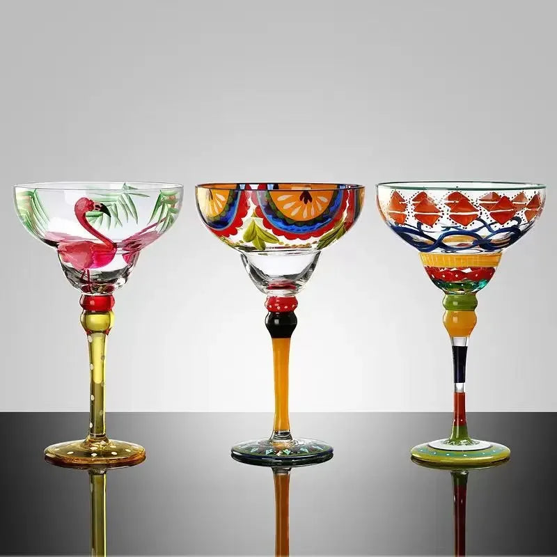 Handmade Colorful Cocktail Cup Margarita Europe Goblet Cup Champagne Cup Creative WineGlasses Home Bar WeddingParty Wine Glasses