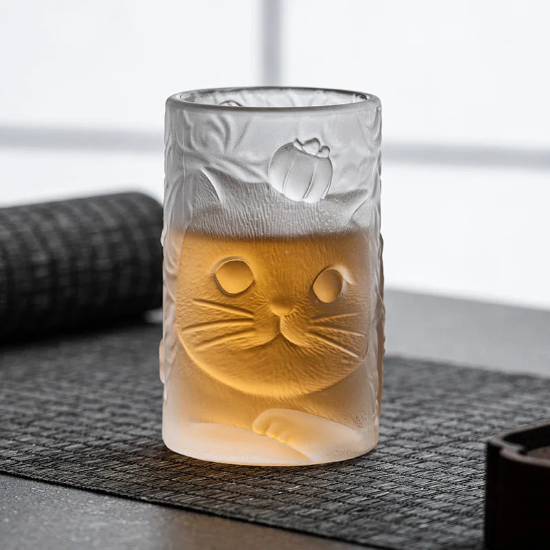 Cat Persimmon Glass Household Glass Tea Cup Juice Milk Cup Creative and Cute Drinking Cup