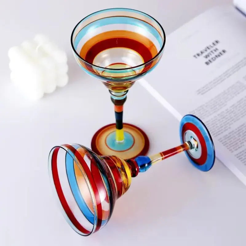 Handmade Colorful Cocktail Cup Margarita Europe Goblet Cup Champagne Cup Creative WineGlasses Home Bar WeddingParty Wine Glasses